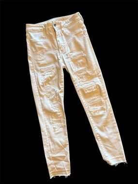 AEO Distressed White Jegging Crop